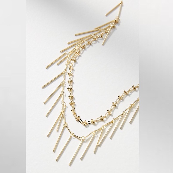 NWT! Anthropologie Gold Fringe Layered Necklace - Picture 6 of 6
